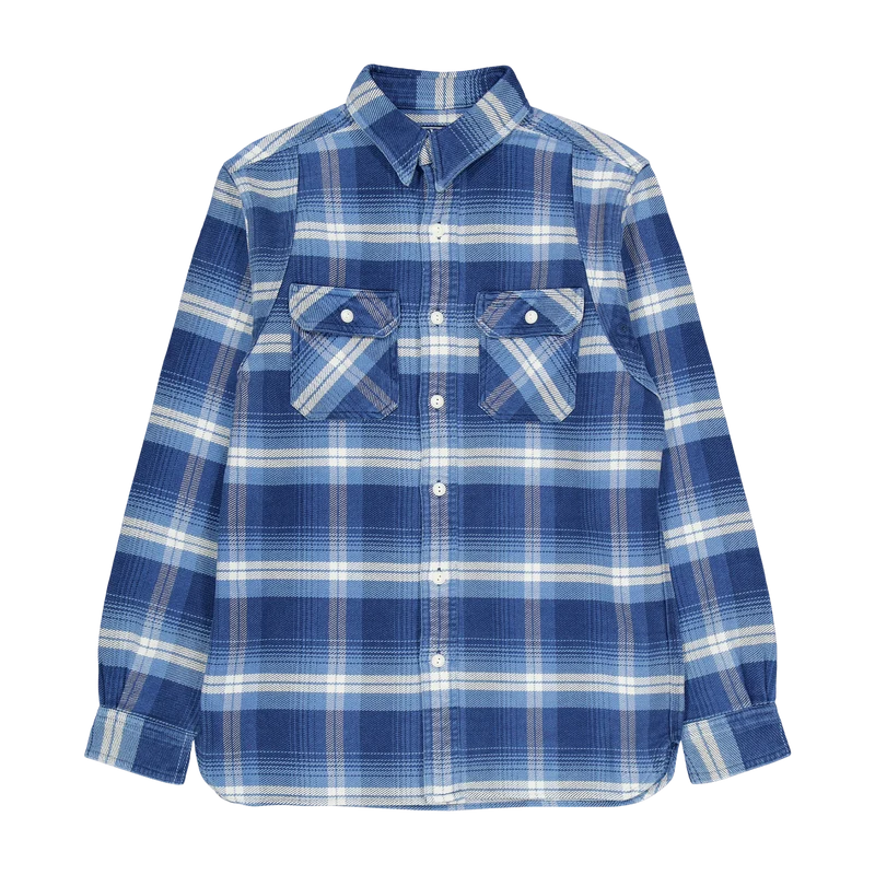 Classic Fit Plaid Flannel Workshirt Blue / Cream Multi