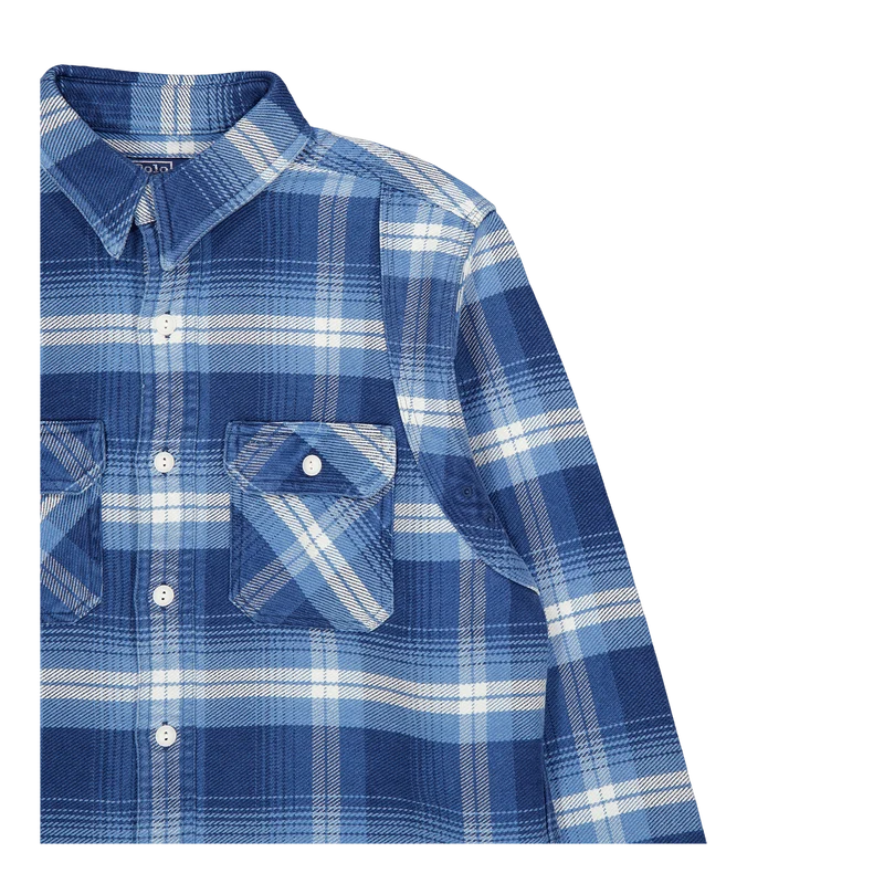 Classic Fit Plaid Flannel Workshirt Blue / Cream Multi
