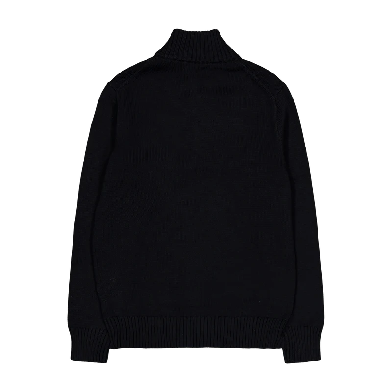 Cotton Quarter-Zip Sweater Polo Black