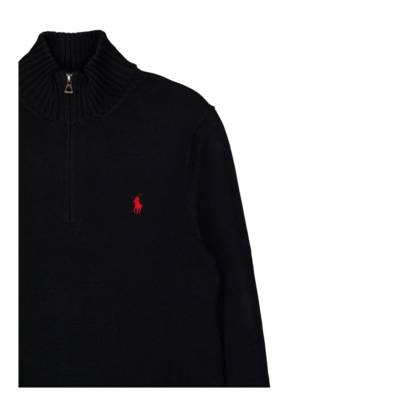 Cotton Quarter-Zip Sweater Polo Black