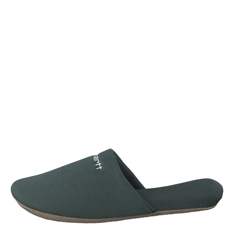 Script Embroidery Slippers Hemlock Green / White