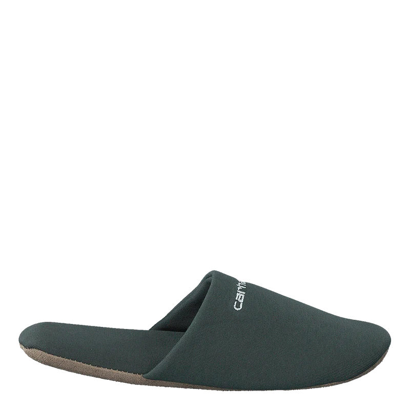 Script Embroidery Slippers Hemlock Green / White