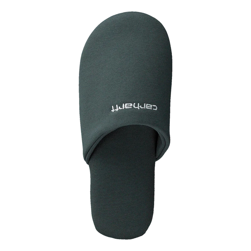 Script Embroidery Slippers Hemlock Green / White