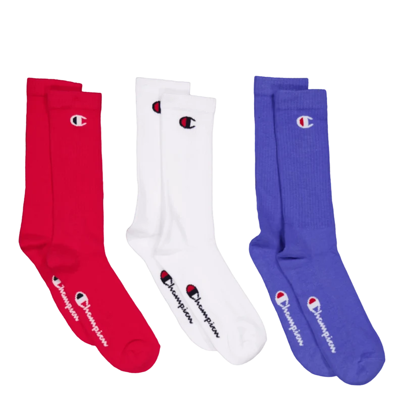3pk Crew Socks Rox/wht/jen