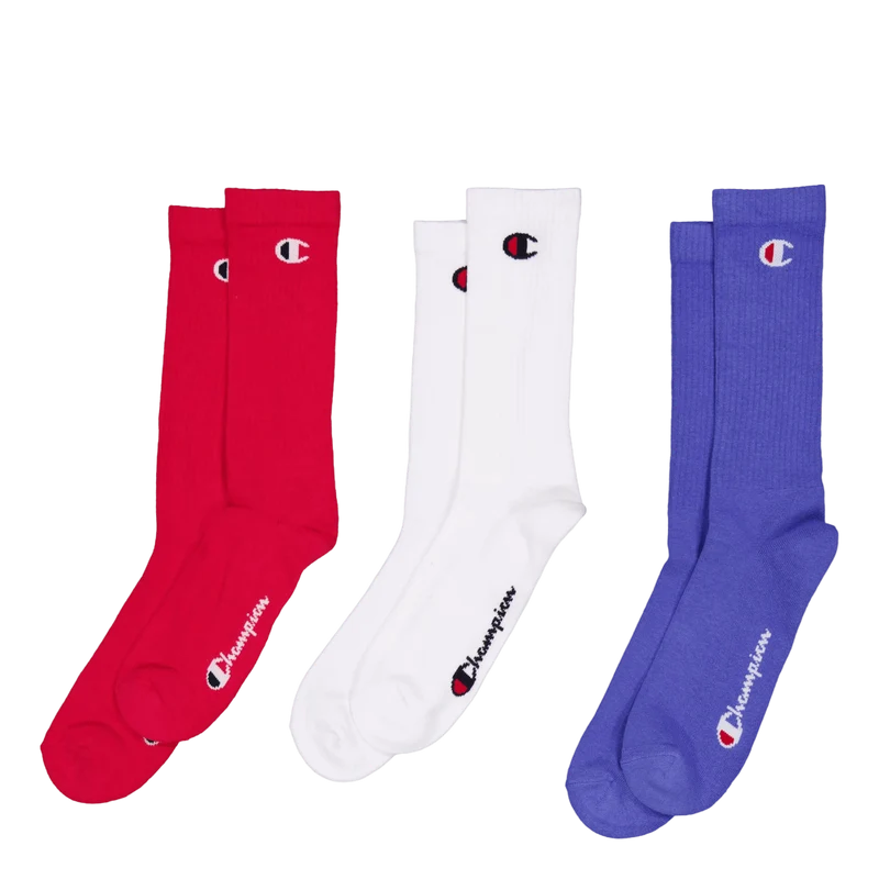 3pk Crew Socks Rox/wht/jen