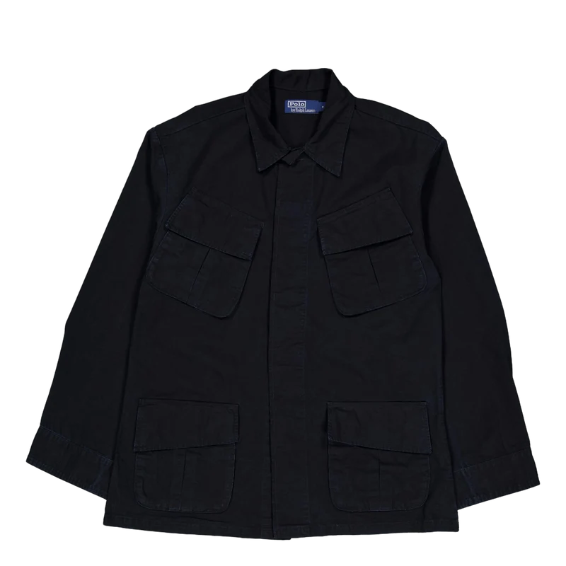 Classic Fit Ripstop Utility Shirt Polo Black