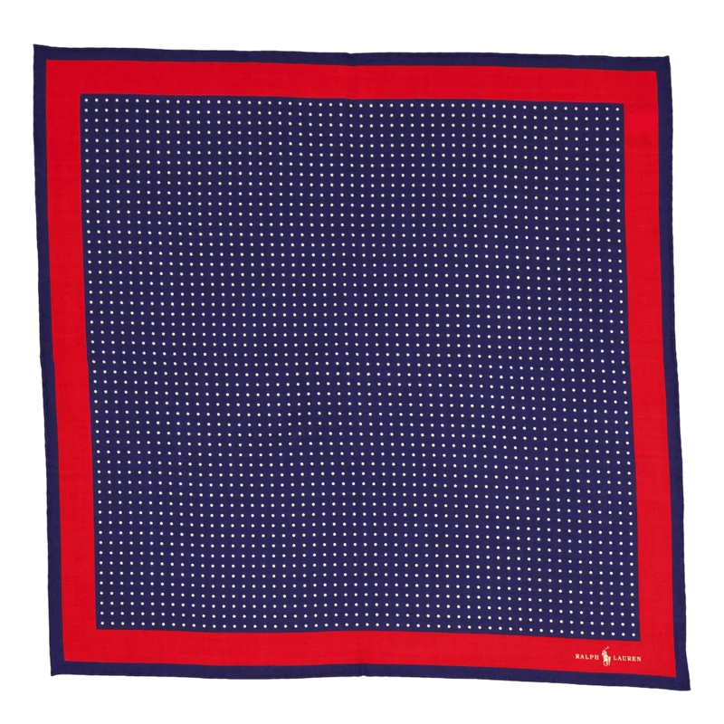 Polka-Dot Wool-Silk Bandanna Navy