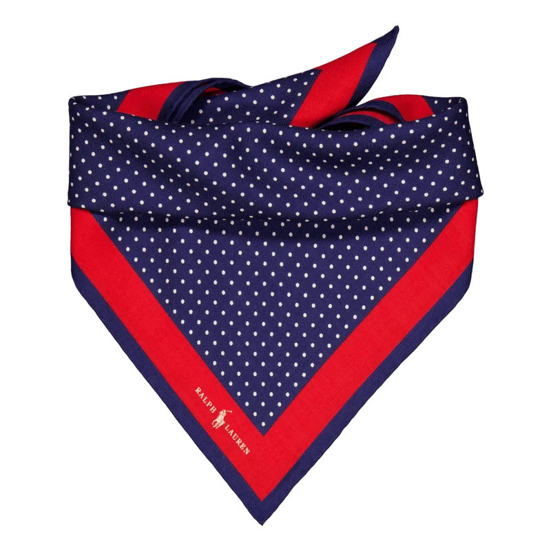 Polka-Dot Wool-Silk Bandanna Navy