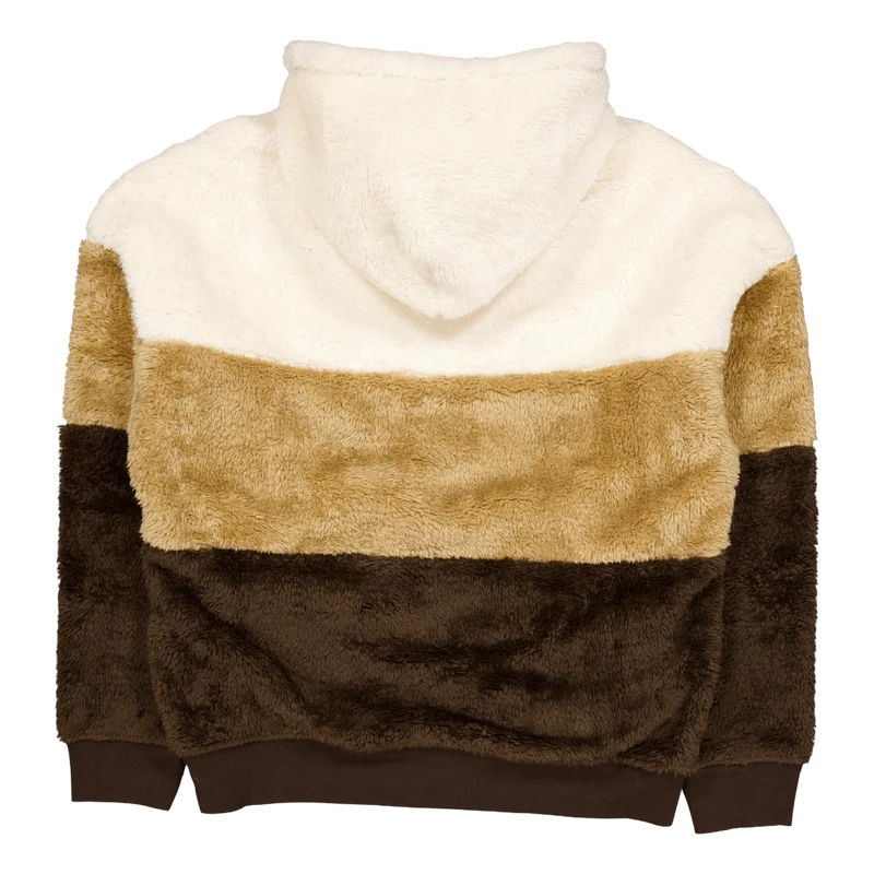 Color-Blocked Pile Fleece Hoodie Winter Cream Multi