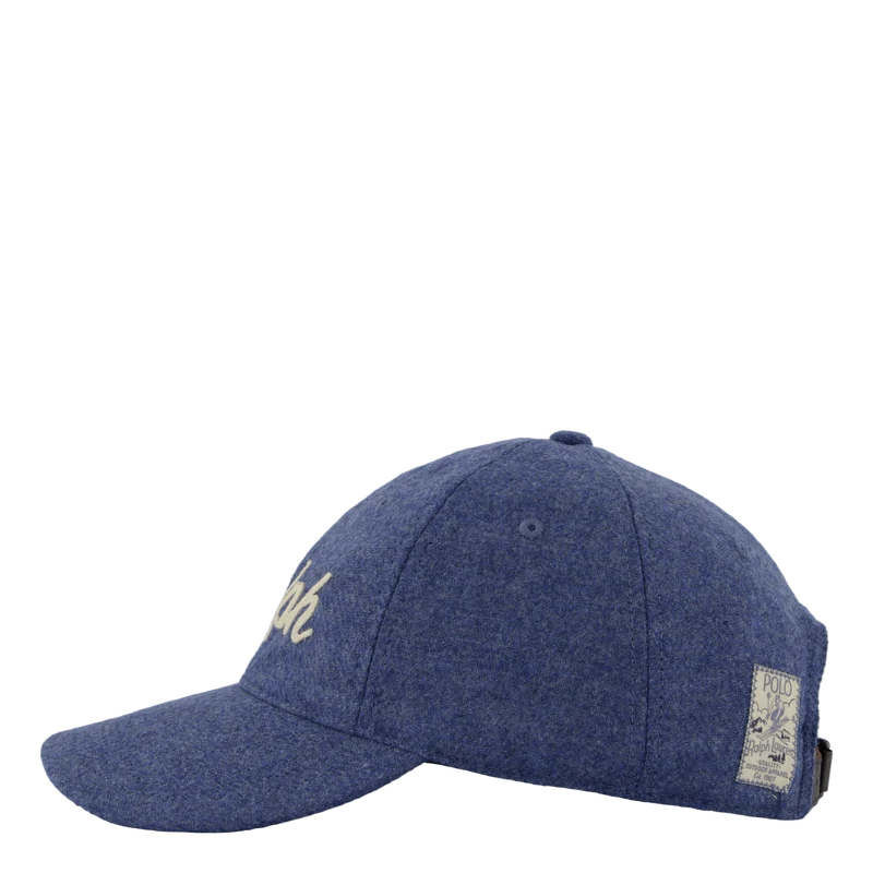 Embroidered Wool Twill Ball Cap Channel Blue