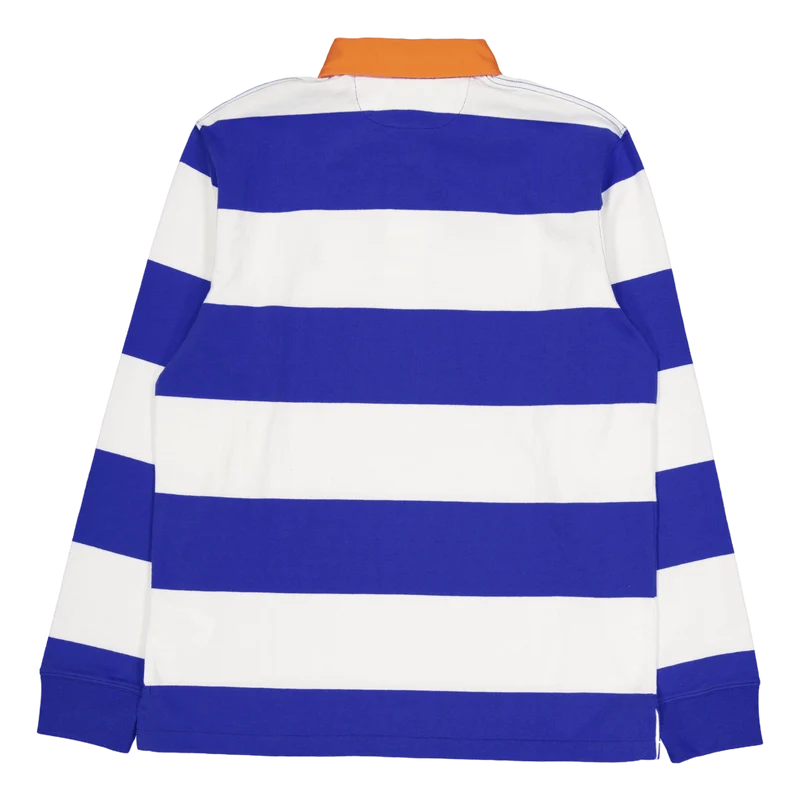 Classic Fit Striped Jersey Rugby Shirt New Iris Blue / White
