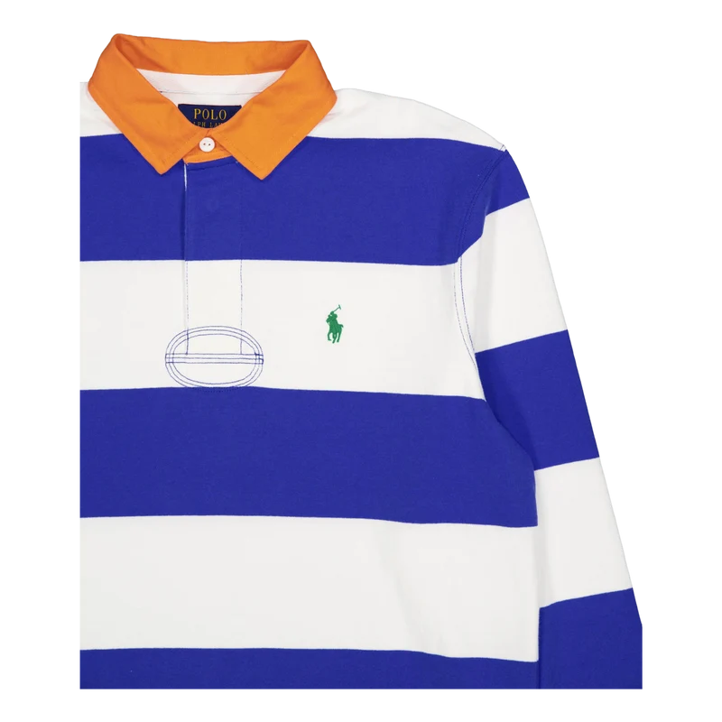 Classic Fit Striped Jersey Rugby Shirt New Iris Blue / White