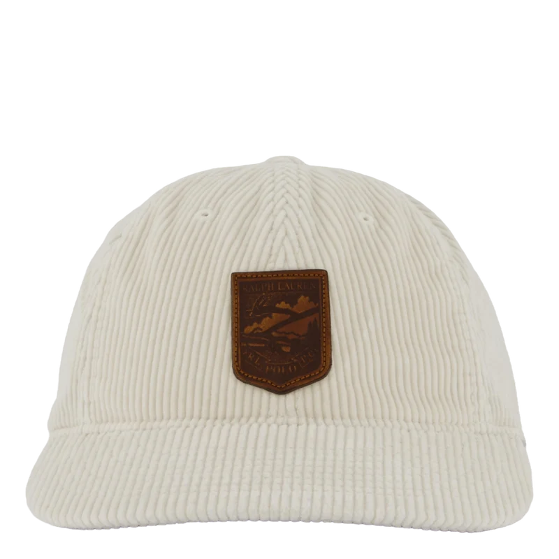 Logo-Patch Corduroy Ball Cap Antique Cream