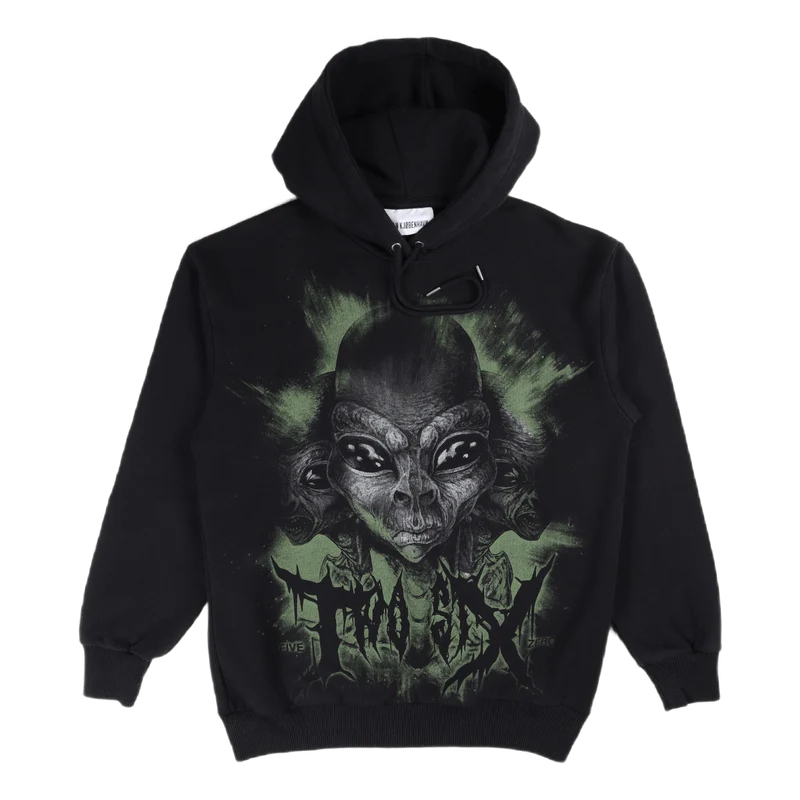 Artwork Hoodie Faded Black Alien