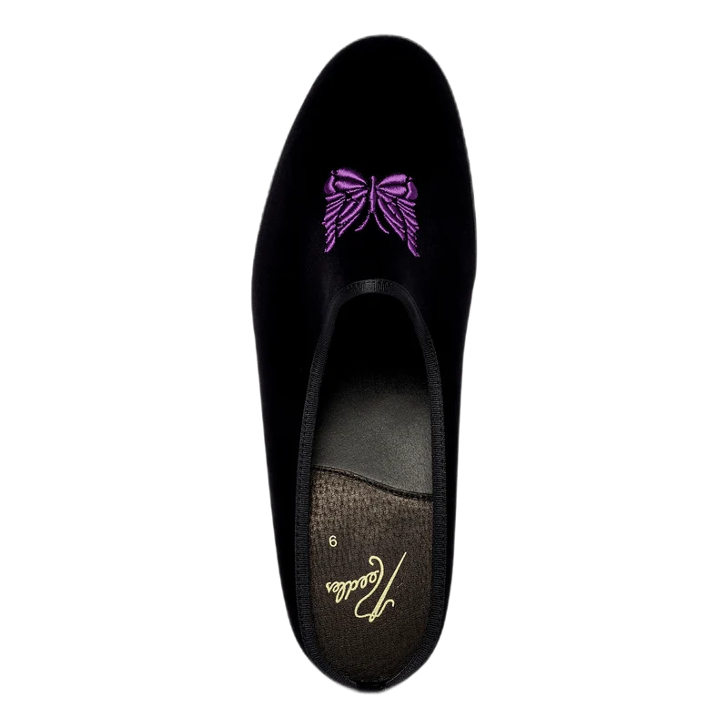 Papillon Emb. Mule Black