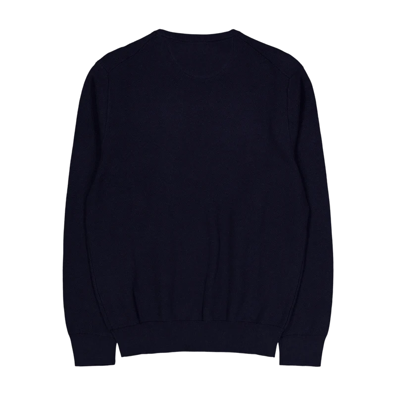 Textured Cotton Crewneck Sweater Navy Htr