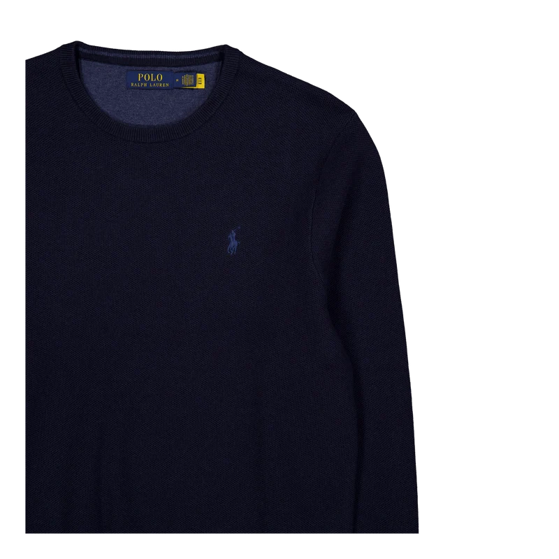 Textured Cotton Crewneck Sweater Navy Htr
