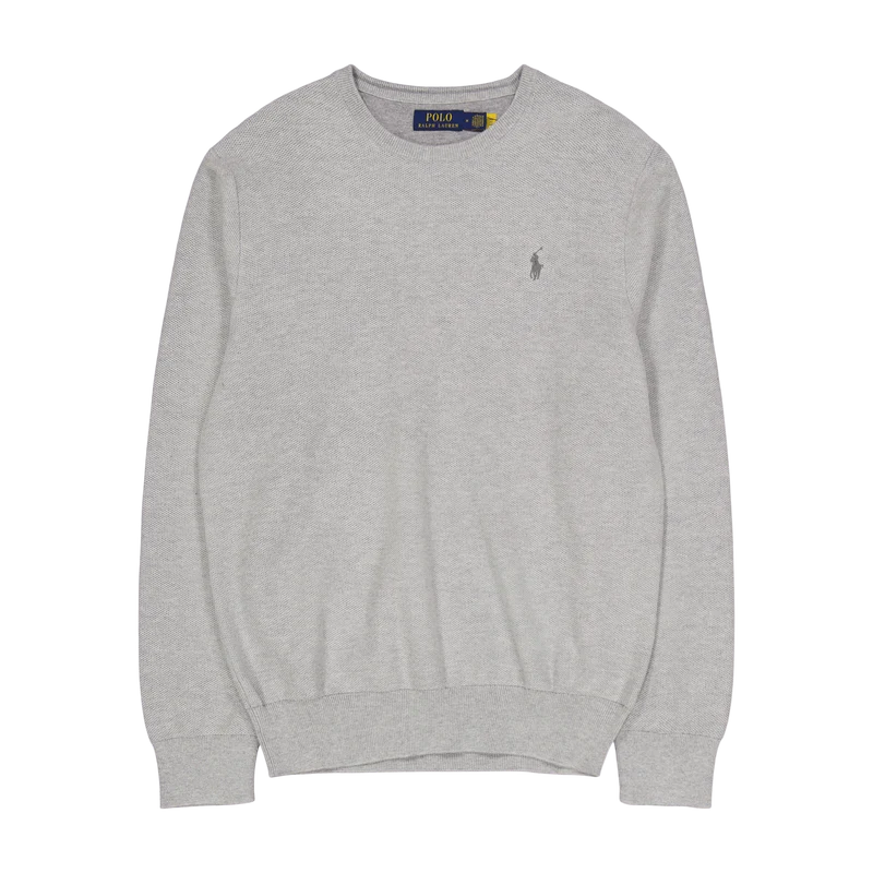 Textured Cotton Crewneck Sweater Andover Heather