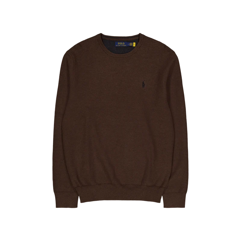 Textured Cotton Crewneck Sweater Spa Brown Hthr