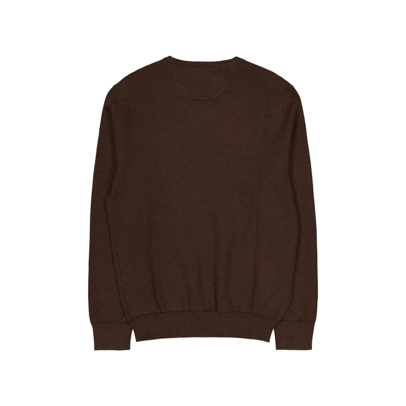 Textured Cotton Crewneck Sweater Spa Brown Hthr