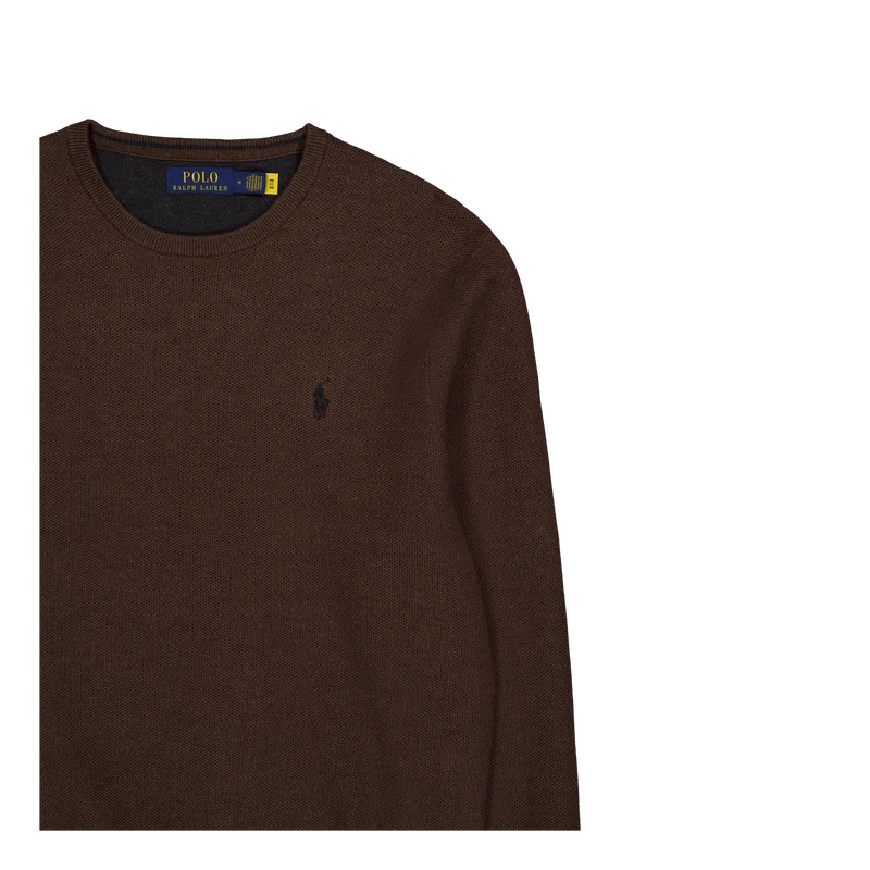 Textured Cotton Crewneck Sweater Spa Brown Hthr