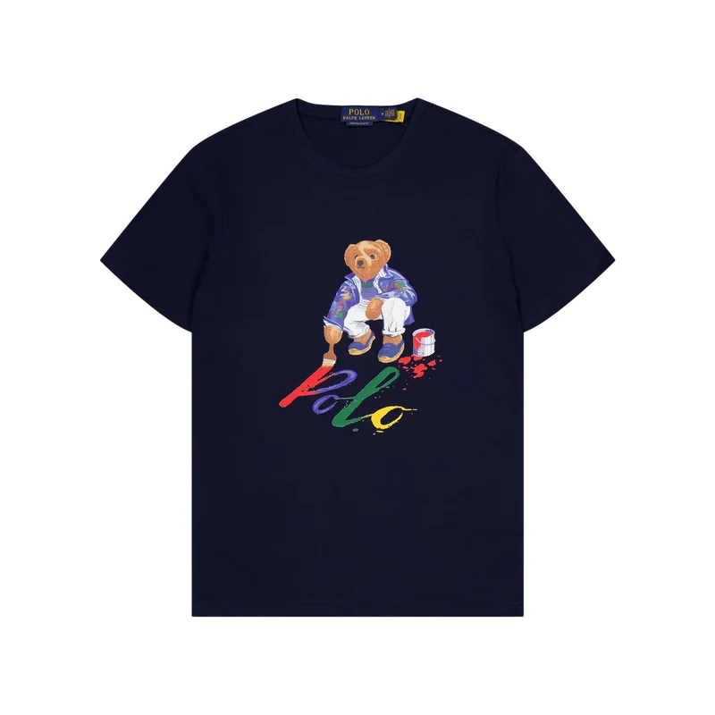 Custom Slim Fit Polo Bear Jersey T-Shirt Cruise Navy Paint Bear