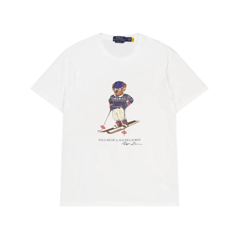 Custom Slim Fit Polo Bear Jersey T-Shirt White Ski Bear