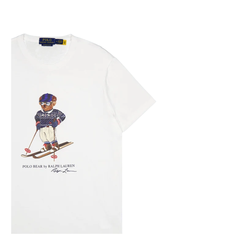 Custom Slim Fit Polo Bear Jersey T-Shirt White Ski Bear