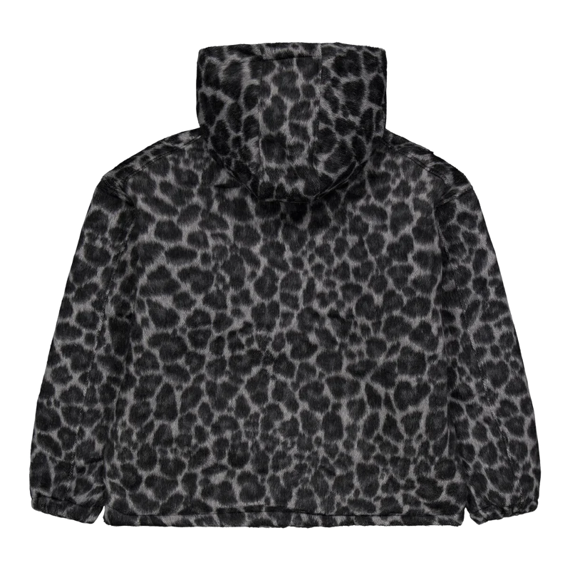 Daimon Hooded Jacket Lined Black / White Leopard