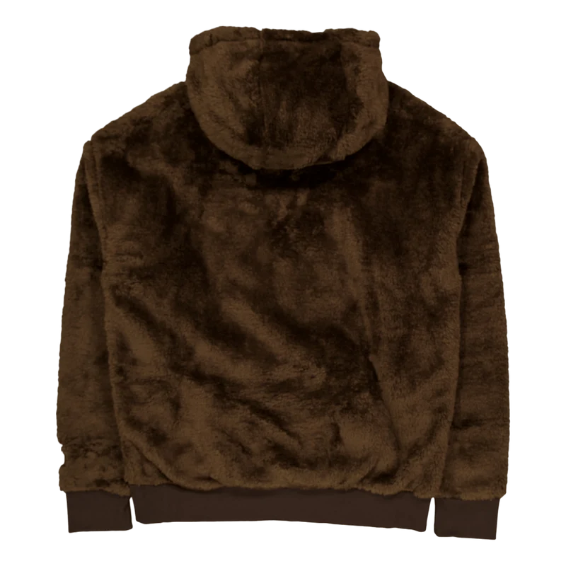 Embroidered-Logo Pile Fleece Hoodie Dark Beech