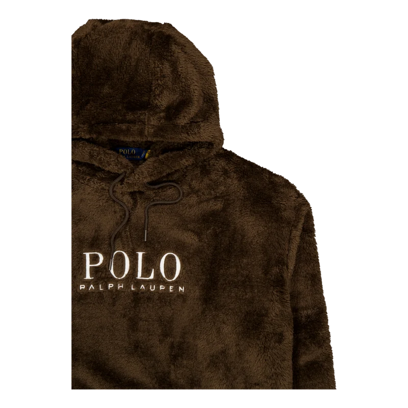 Embroidered-Logo Pile Fleece Hoodie Dark Beech