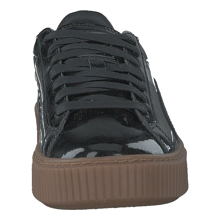 Basket Platform Patent Sneaker Black