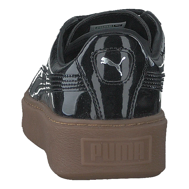 Basket Platform Patent Sneaker Black