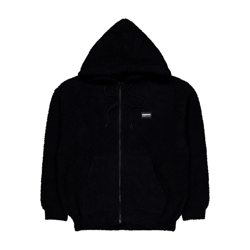 Fluffy Zip Up Parka Black