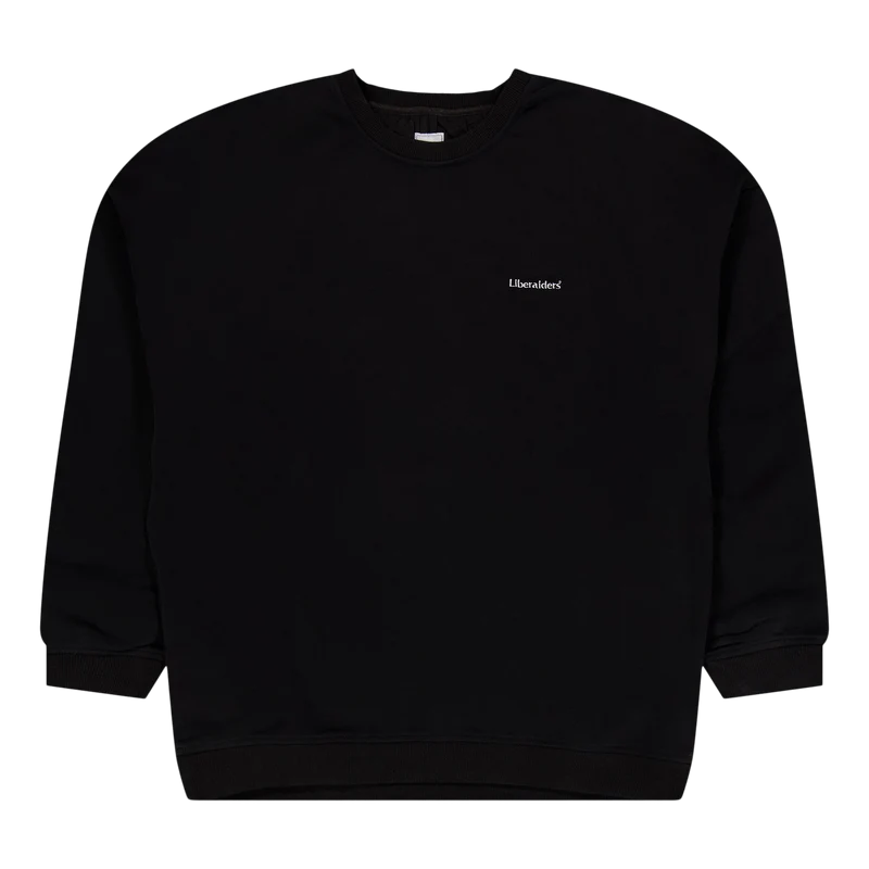 Cotton Fleece Quilted Crewneck Black