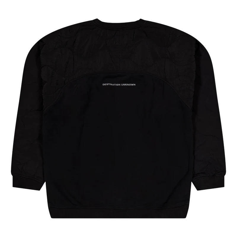 Cotton Fleece Quilted Crewneck Black