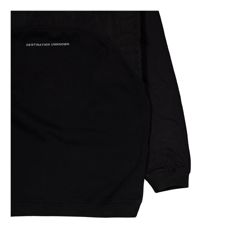 Cotton Fleece Quilted Crewneck Black