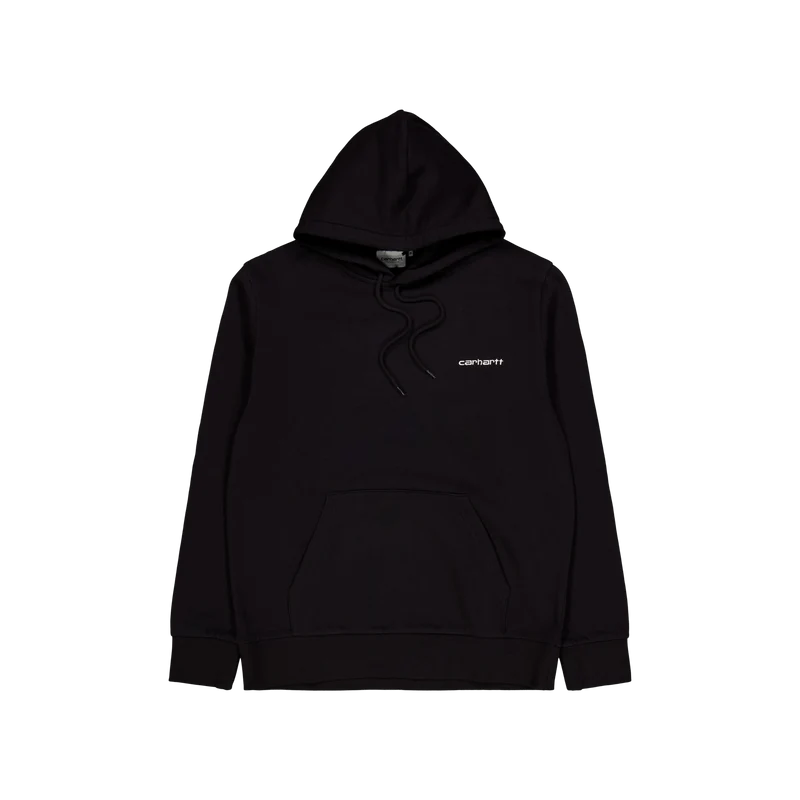 Hooded Script Embroidery Sweat Black / White