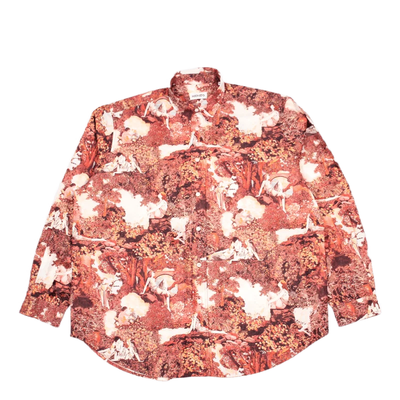 Printed Long Casual Shirt Dark Rose