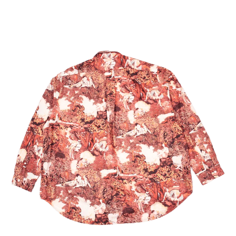 Printed Long Casual Shirt Dark Rose