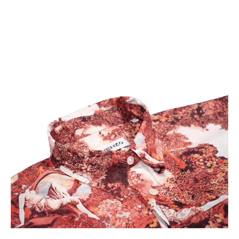 Printed Long Casual Shirt Dark Rose