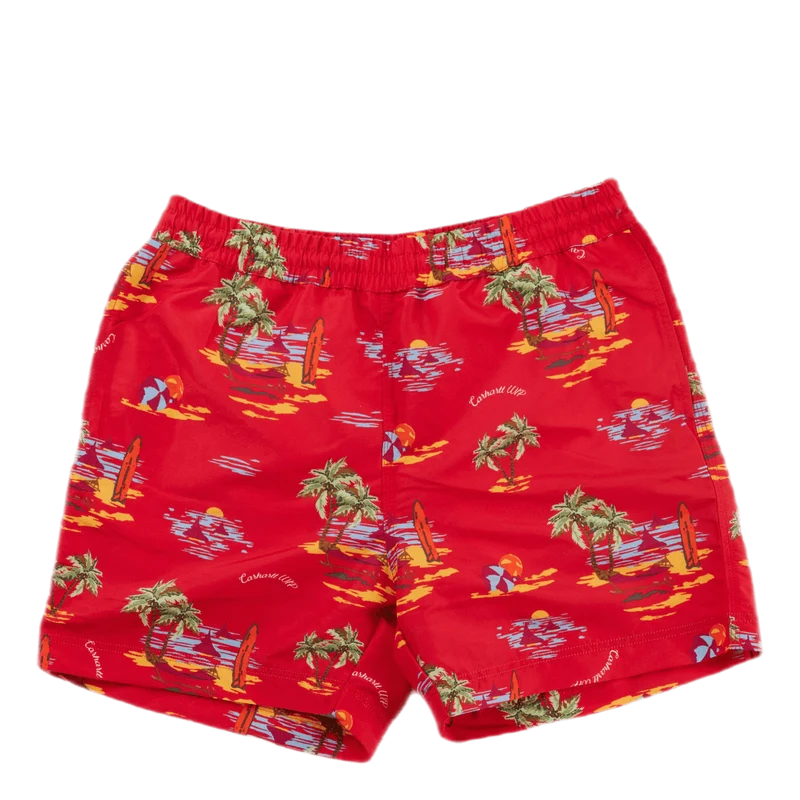 Drift Swim Trunk Beach Print, Etna Red /---