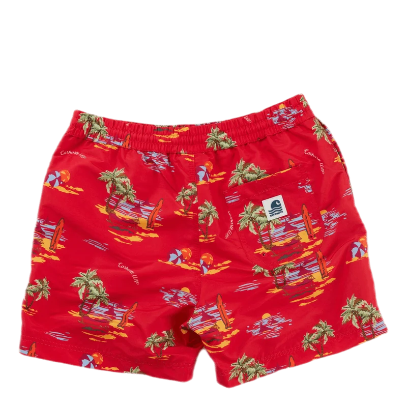 Drift Swim Trunk Beach Print, Etna Red /---