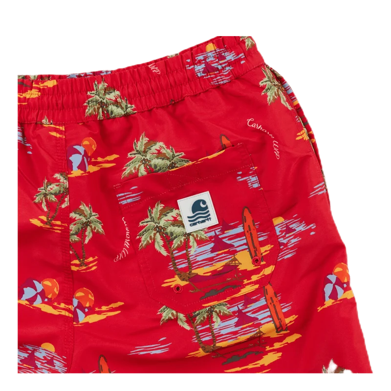 Drift Swim Trunk Beach Print, Etna Red /---