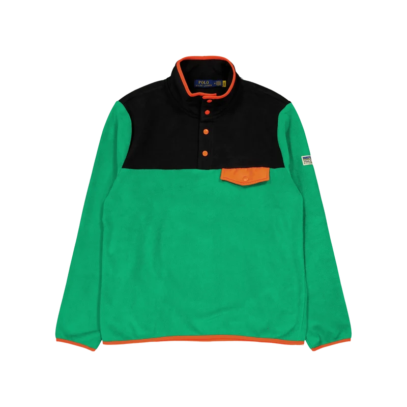Color-Blocked Brushed Fleece Pullover Billiard Multi