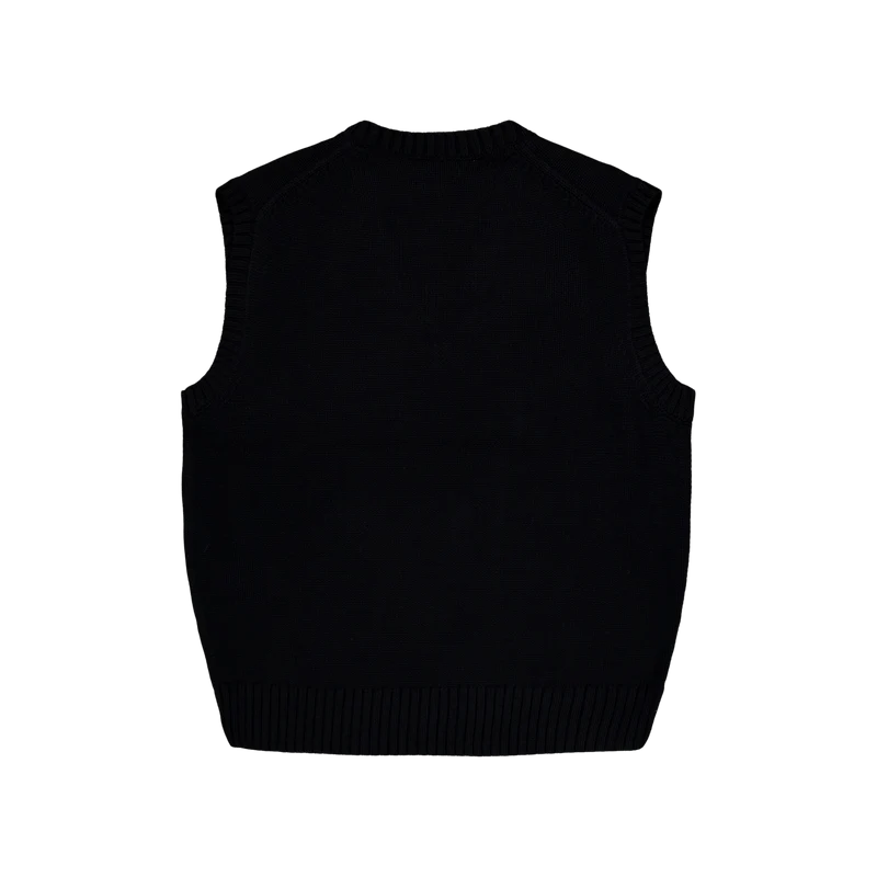 Big Fit Cotton Sweater Vest Polo Black