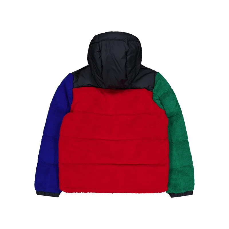 Color-Blocked Pile Fleece Down Jacket RL2000 Red Multi