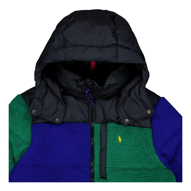 Color-Blocked Pile Fleece Down Jacket RL2000 Red Multi