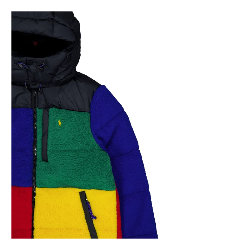 Color-Blocked Pile Fleece Down Jacket RL2000 Red Multi