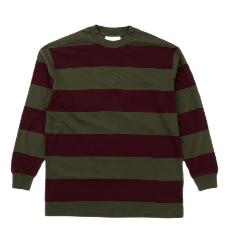 Boxy Tee Long Sleeve Burgundy Stripe